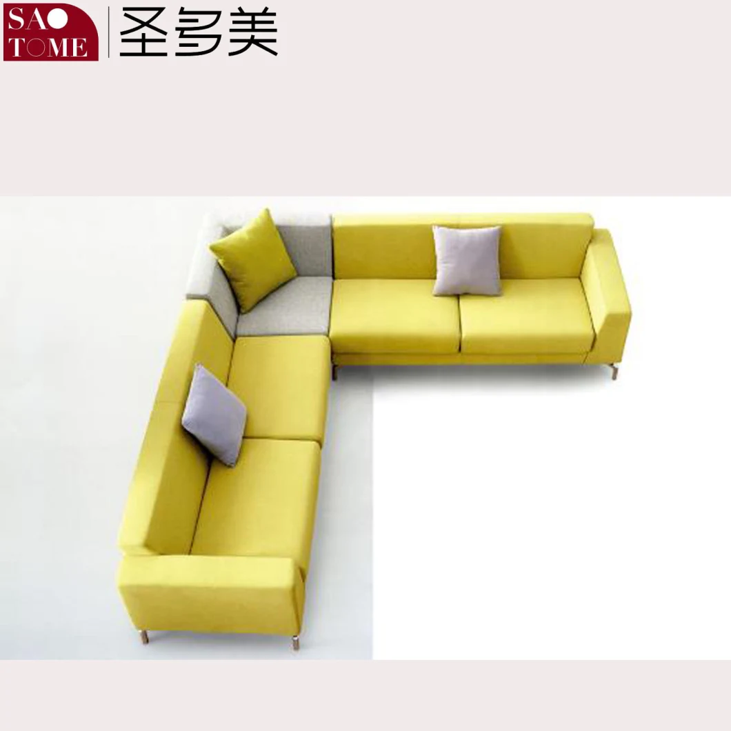 Modern Office Living Room Furniture Yellow Leather/Fabric Sofa